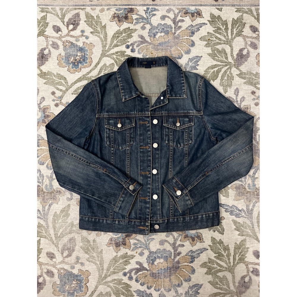 J.Crew Denim Jacket Womens S Blue Excellent Classic Dark Wash Trucker